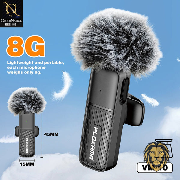 Plokama VM10 Wireless Lavalier Microphone – 2.4G HD Audio