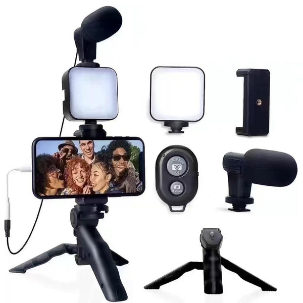 Video Making Vlogging Kit AY49-RGB — LED Light + Mic + Tripod + Remote