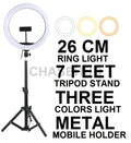 Ring Light 7 Feet Tripod Stand Three Colour Modes Metal Mobile Holder — Chase Hub